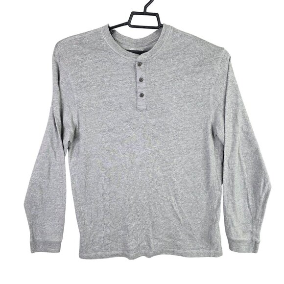 Mens Roundtree & Yorke Casuals Gray Henley Shirt Long Sleeve 100% Cotton Size M - Picture 1 of 8